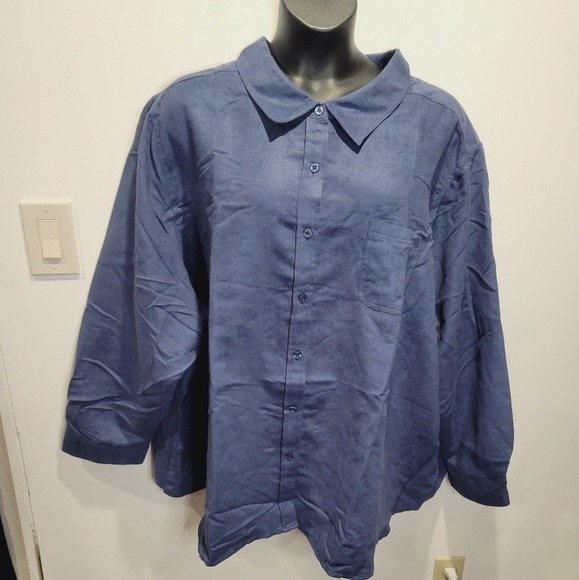 Woman within size 5x blue faux suede feel button shacket - Picture 1 of 6